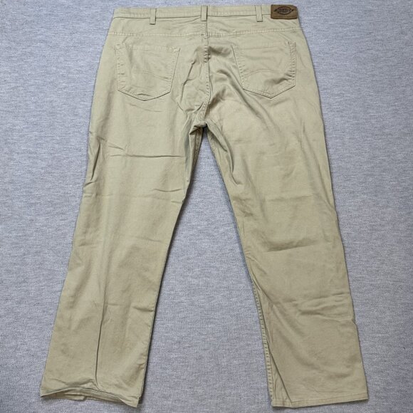 Dickies Mens Khaki Pants Stretch Straight Leg Pockets Tan Trouser Size 40X30 - Picture 2 of 13